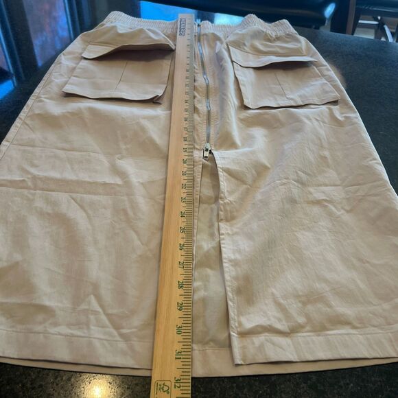 Abercrombie & Fitch Women’s Cargo Utility Zip-Front Midi Skirt Beige Size L O - Picture 9 of 16